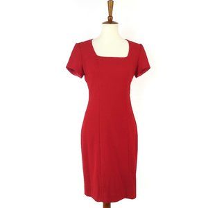 Liz Claiborne Vintage Red Sheath Dress with Square Neck Size 4